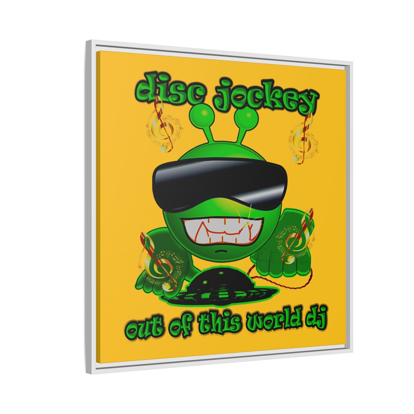 disc jockey - framed canvas art (yellow)