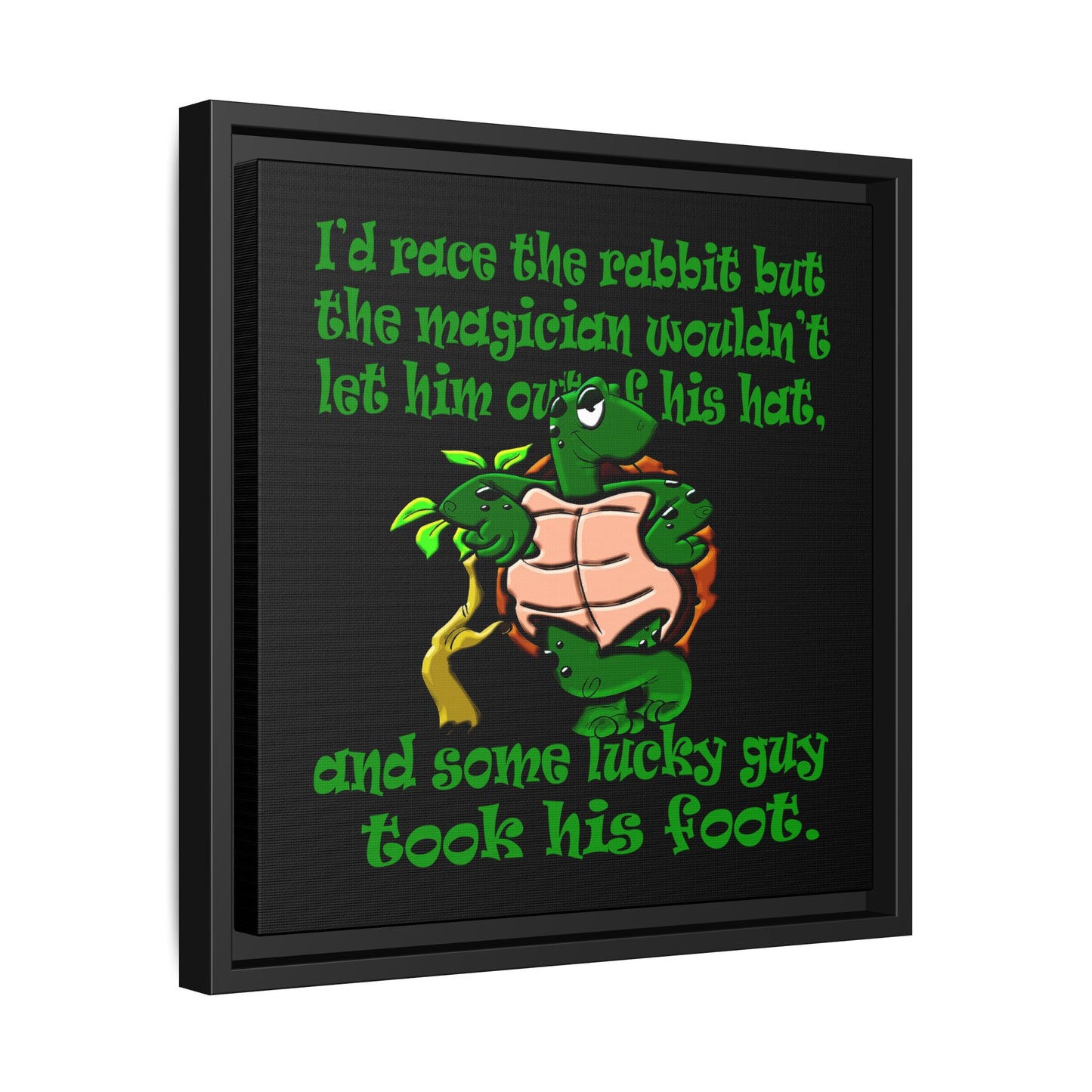 turtle race - framed canvas art (black)