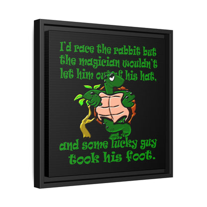 turtle race - framed canvas art (black)