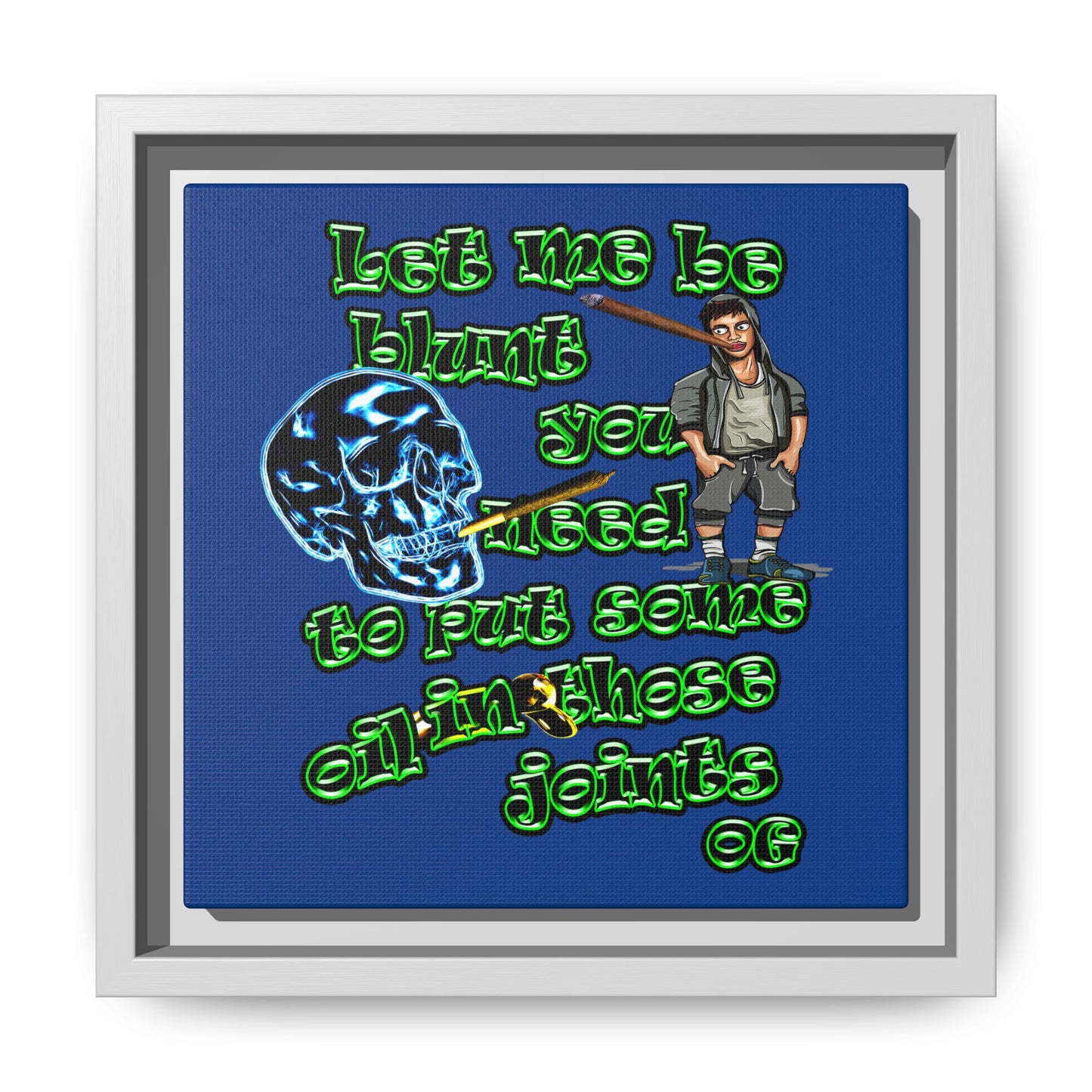 og - framed canvas art (dark blue)