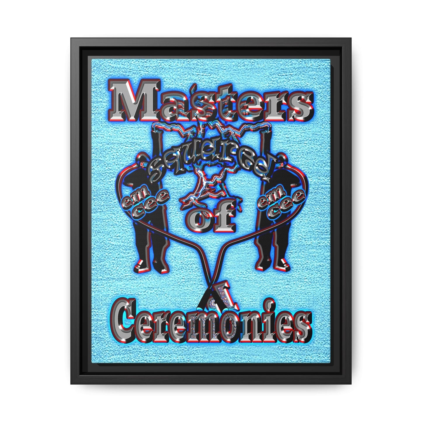 em cee squared - framed canvas art (faded blue)