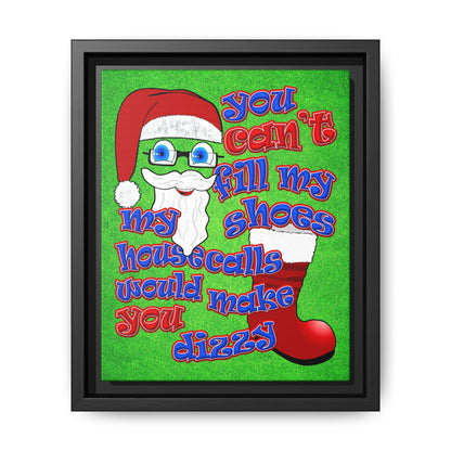 santa's shoes - framed canvas art (green turf)