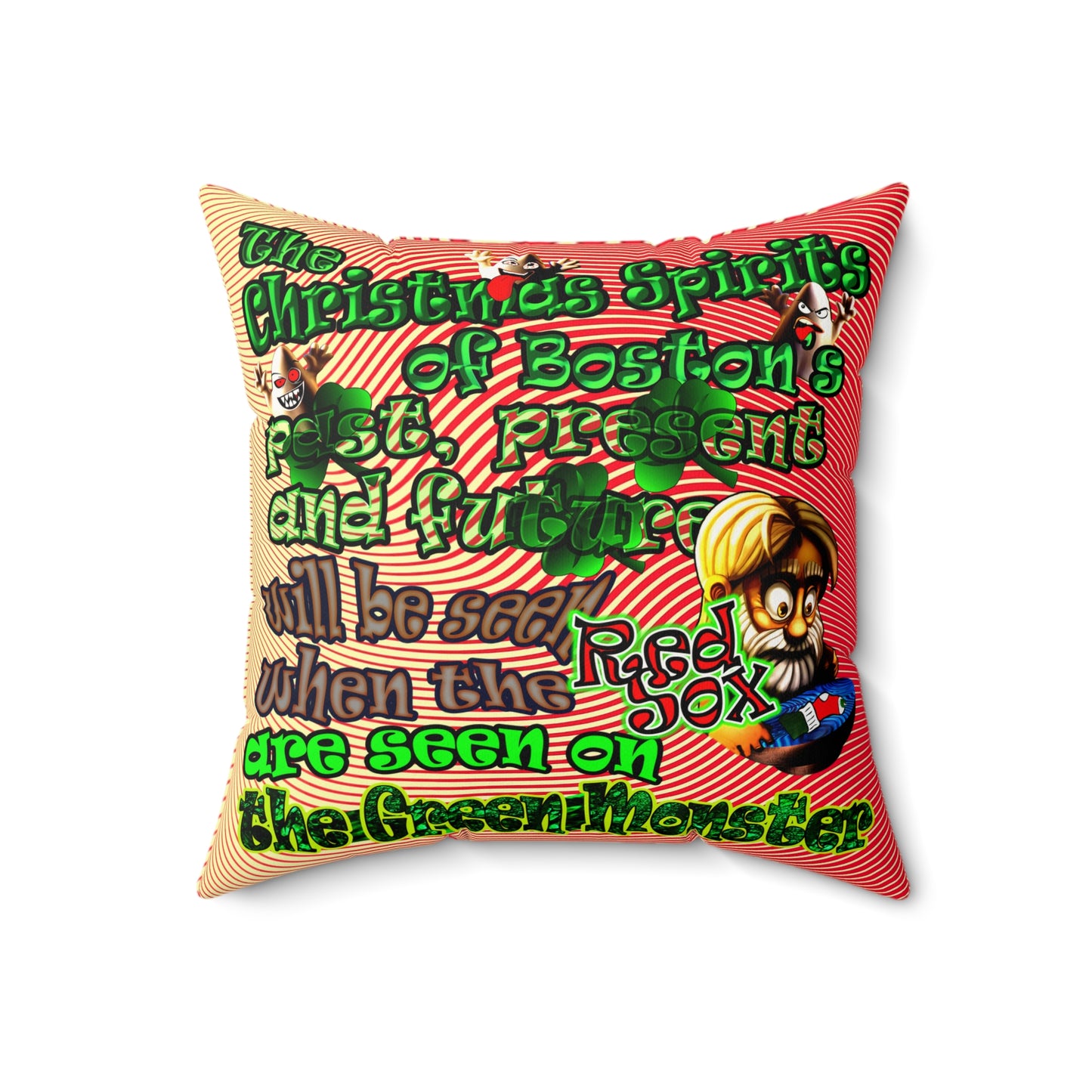 christmas spirits of boston - Faux Suede Square Pillow - (yellow-orange wave)