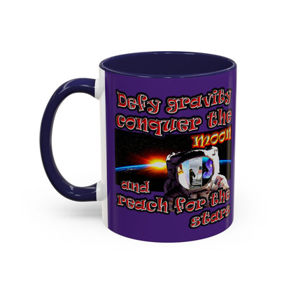 defy conquer reach - Accent Mug (purple)