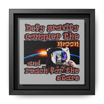 defy conquer reach - framed canvas art (light grey)