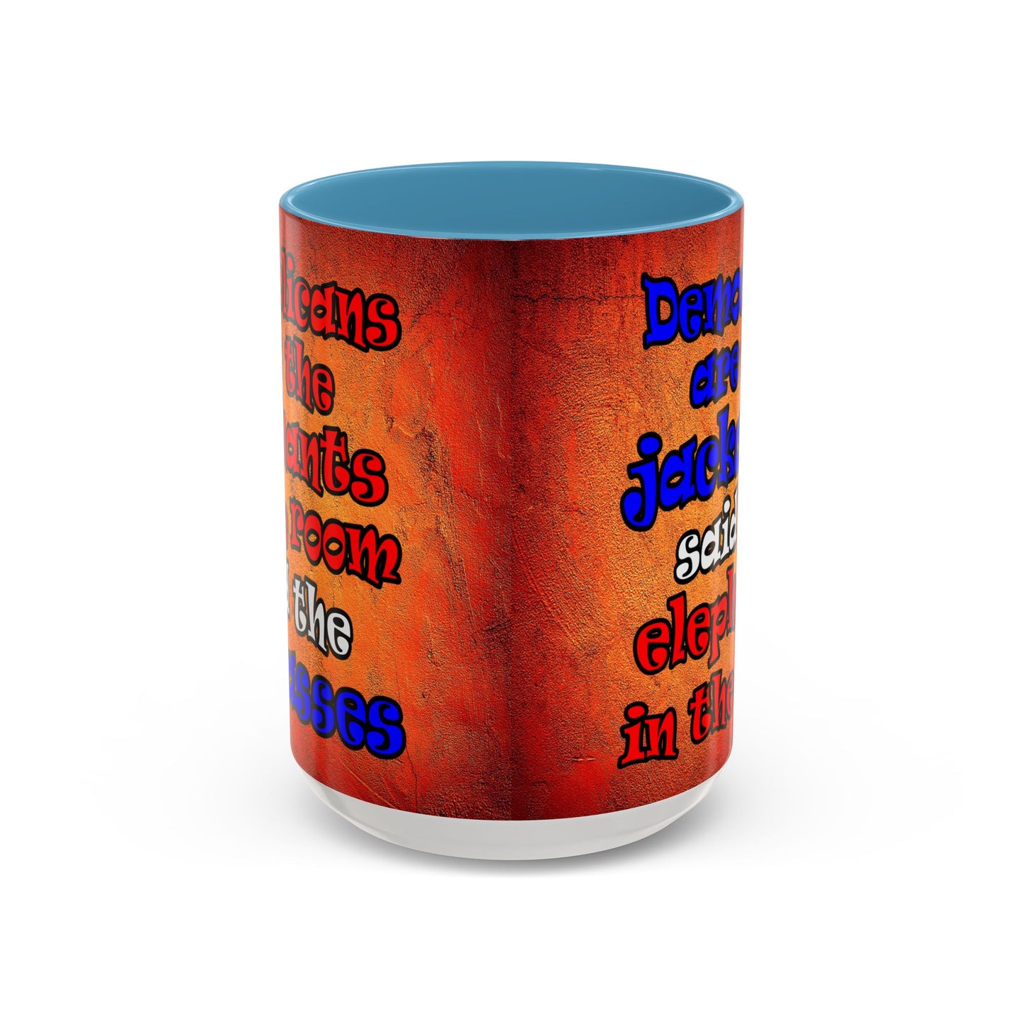 donkeys and elephants - Accent Mug (burnt orange)