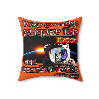 defy conquer reach - Faux Suede Square Pillow - (orange)