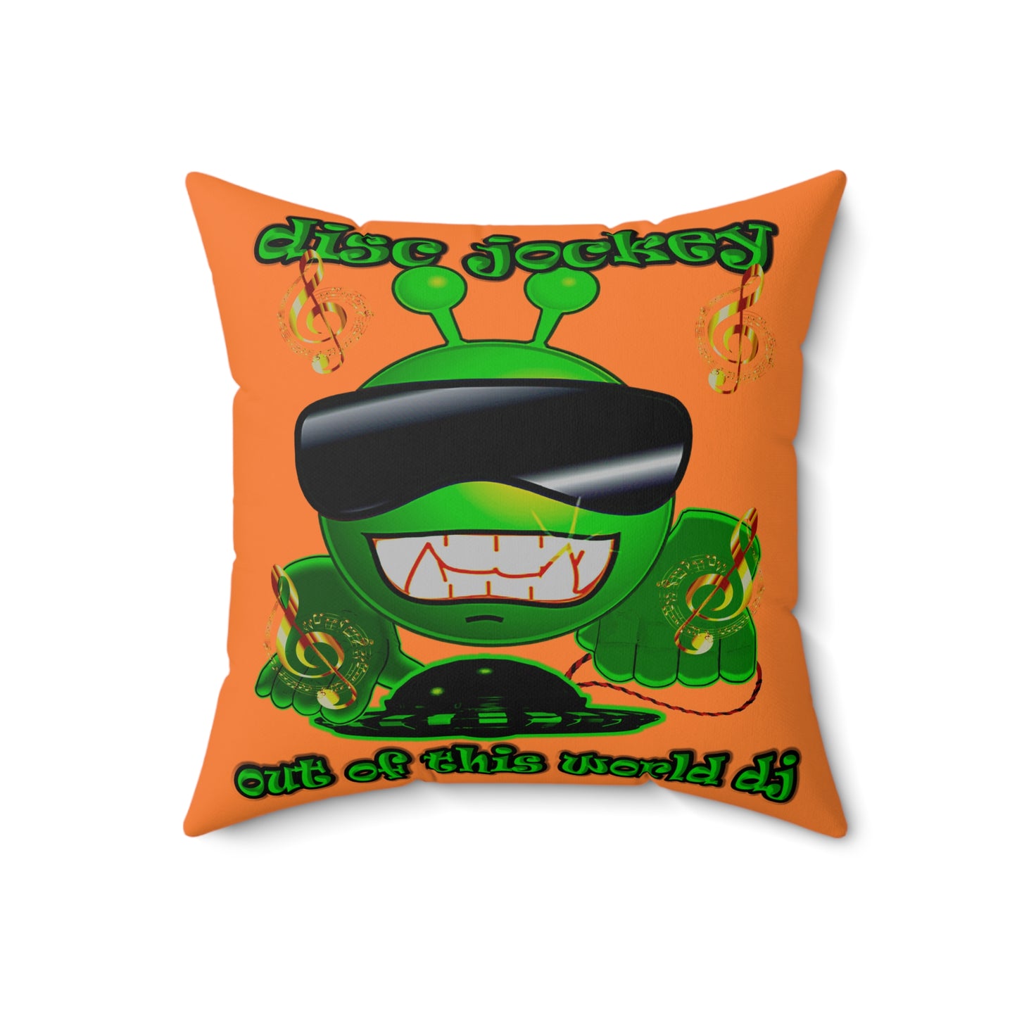 disc jockey - Spun Polyester Square Pillow - (crusta)