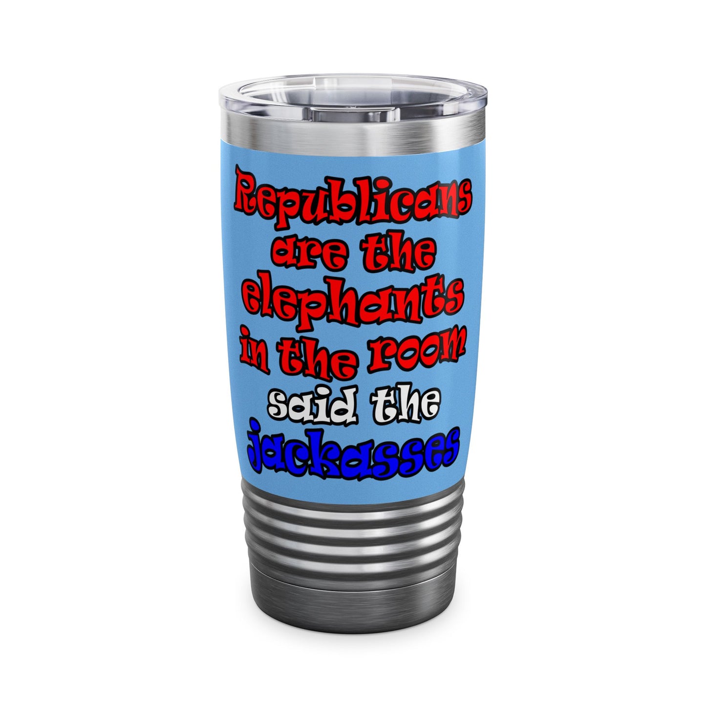 donkeys and elephants - Ringneck Tumbler, 20oz (light blue)