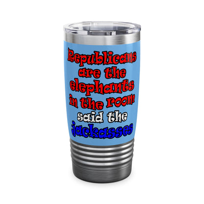 donkeys and elephants - Ringneck Tumbler, 20oz (light blue)