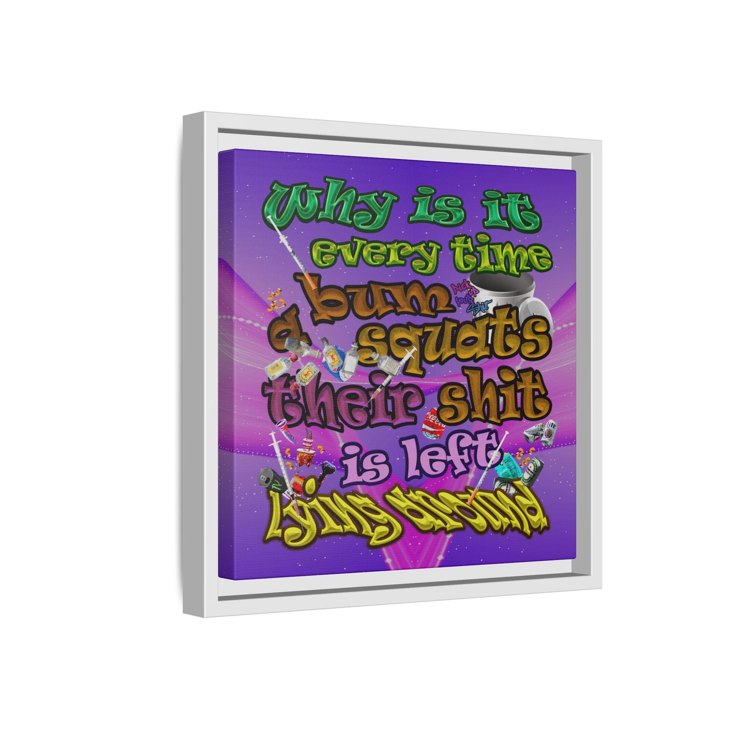 the bum's shit - framed canvas art (purple-pink wave)