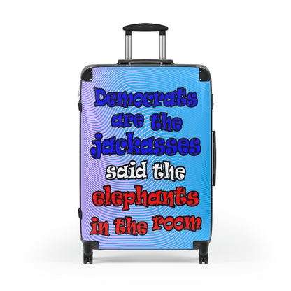 donkeys and elephants - Suitcase (light blue-purple wave)