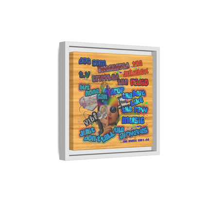 drop the beat - framed canvas art (butterscotch wood finish)