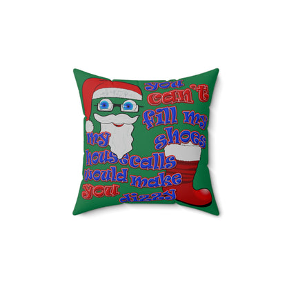 santa's shoes - Spun Polyester Square Pillow - (dark green)