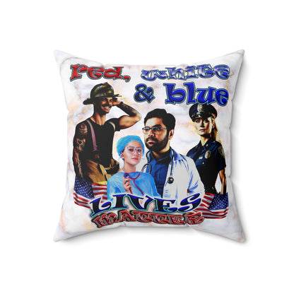 rw&b lives matter - Spun Polyester Square Pillow - (white marble)