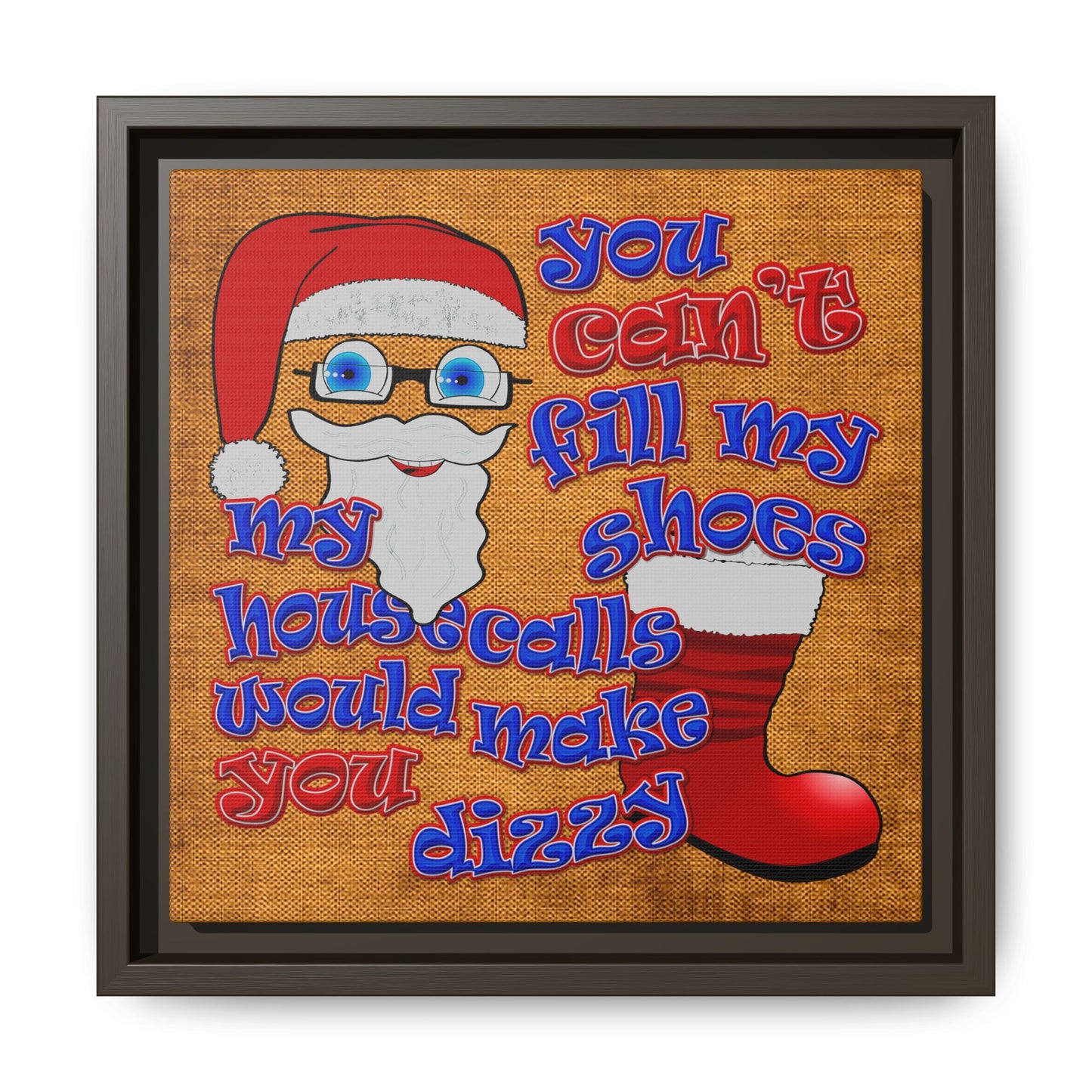 santa's shoes - framed canvas art (brown papyrus)