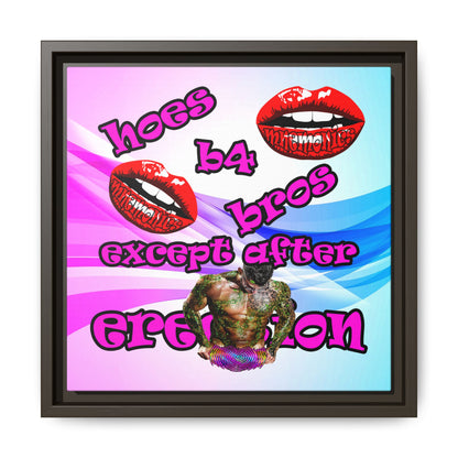 hoes b4 bros - framed canvas art (light blue-pink wave)