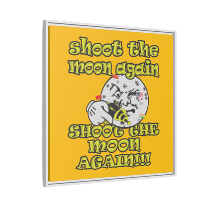 shoot the moon again - framed canvas art (yellow)