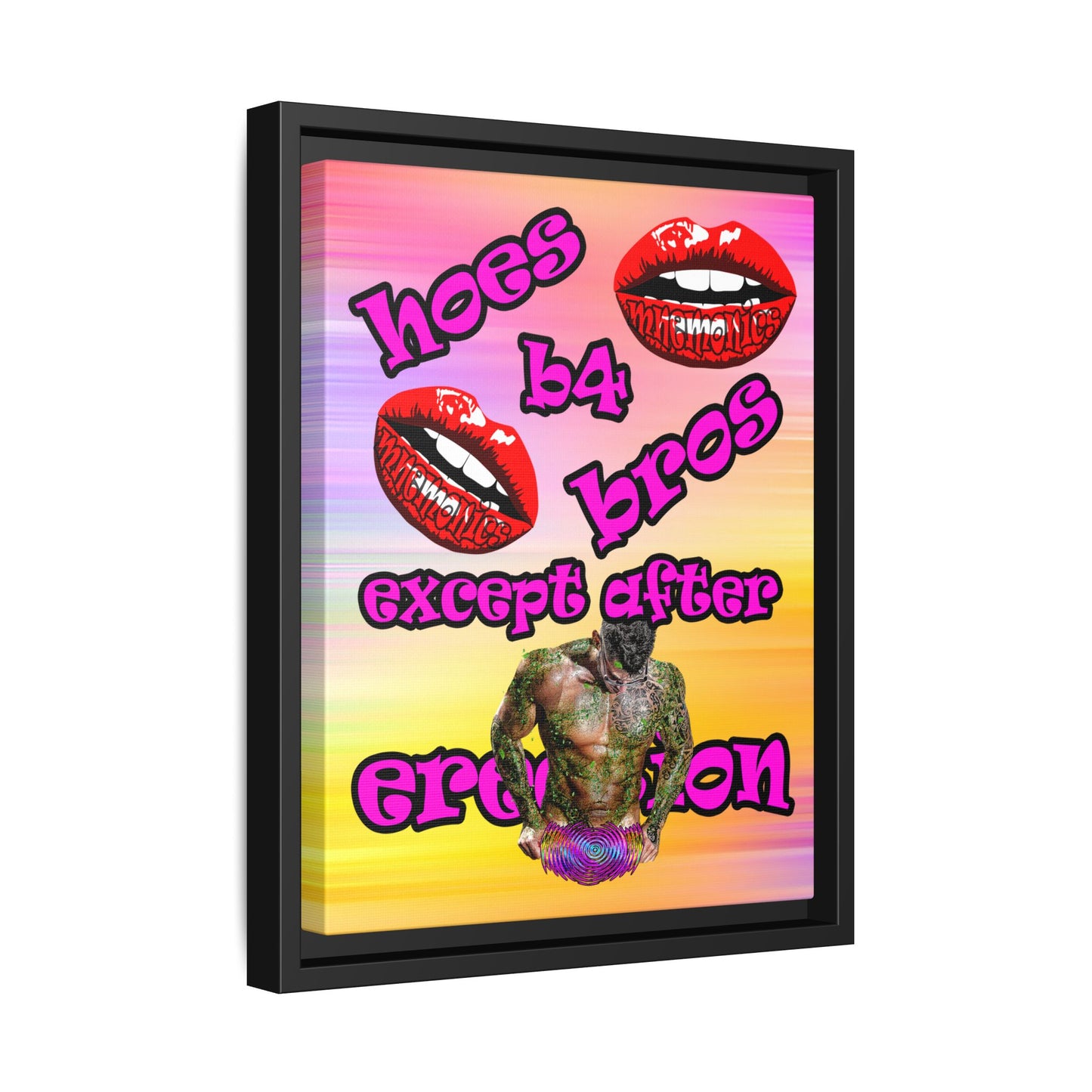hoes b4 bros - framed canvas art (color blur)