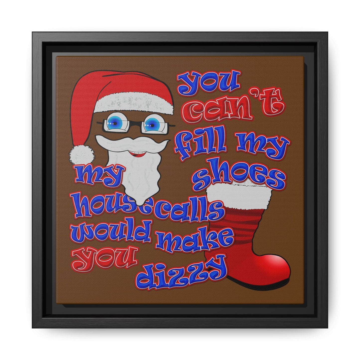 santa's shoes - framed canvas art (brown)