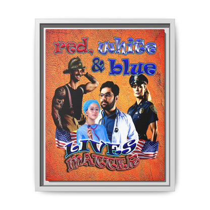 rw&b lives matter - framed canvas art (burnt orange)