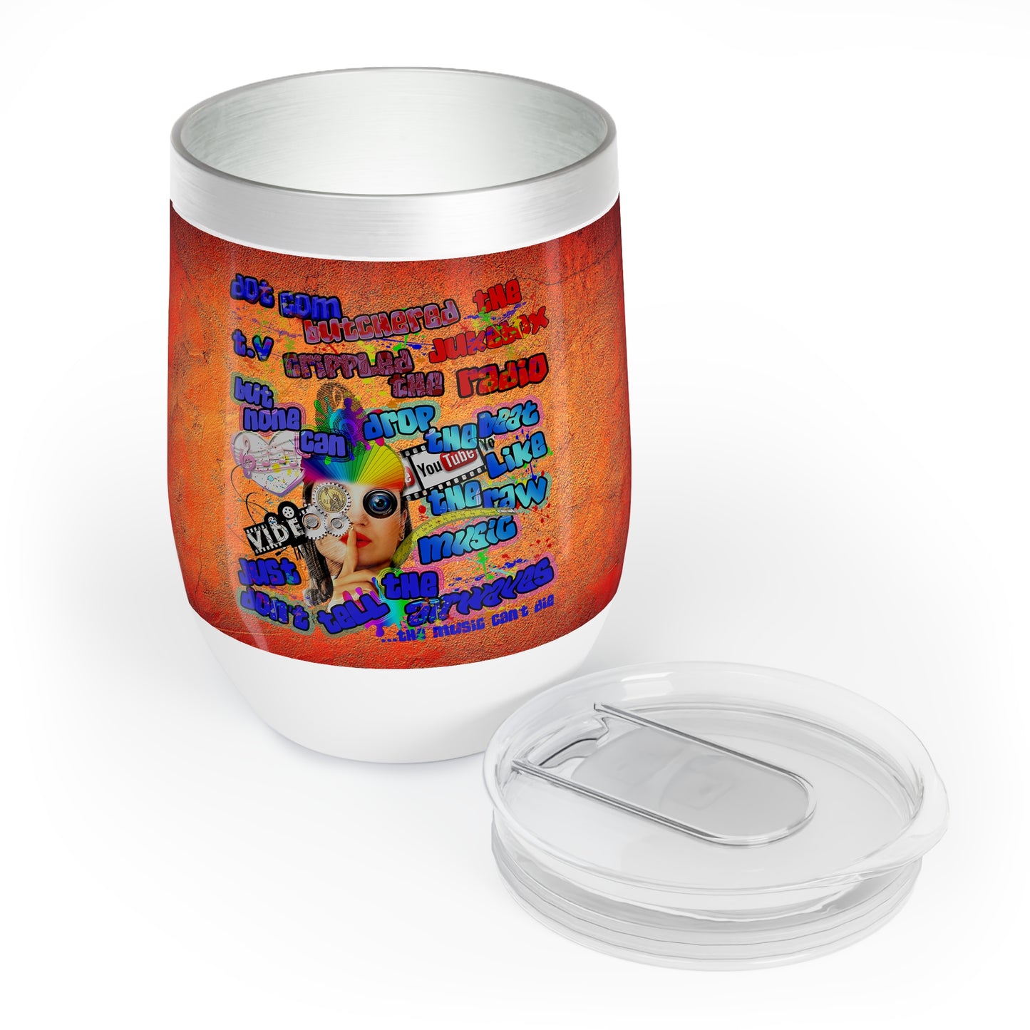drop the beat - Chill Wine Tumbler  (burnt orange)