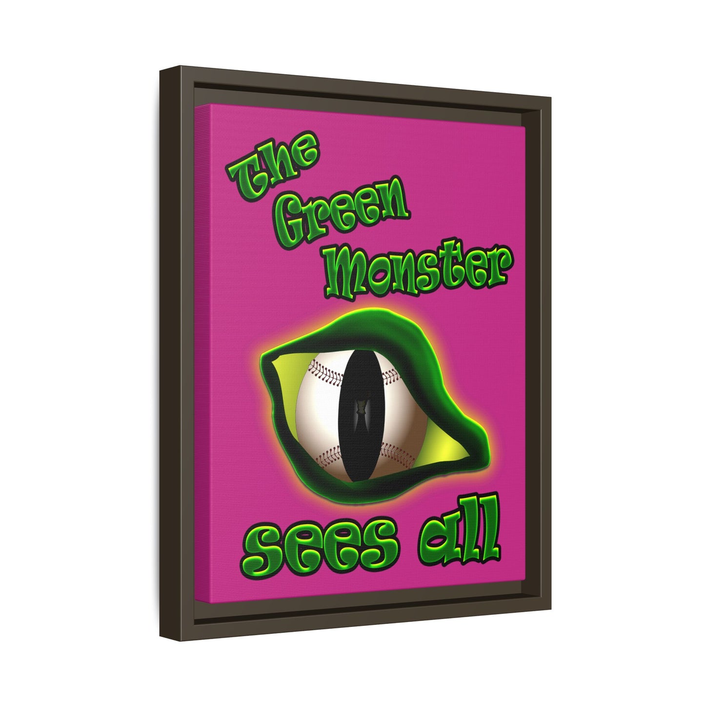 green monster - framed canvas art (pink)