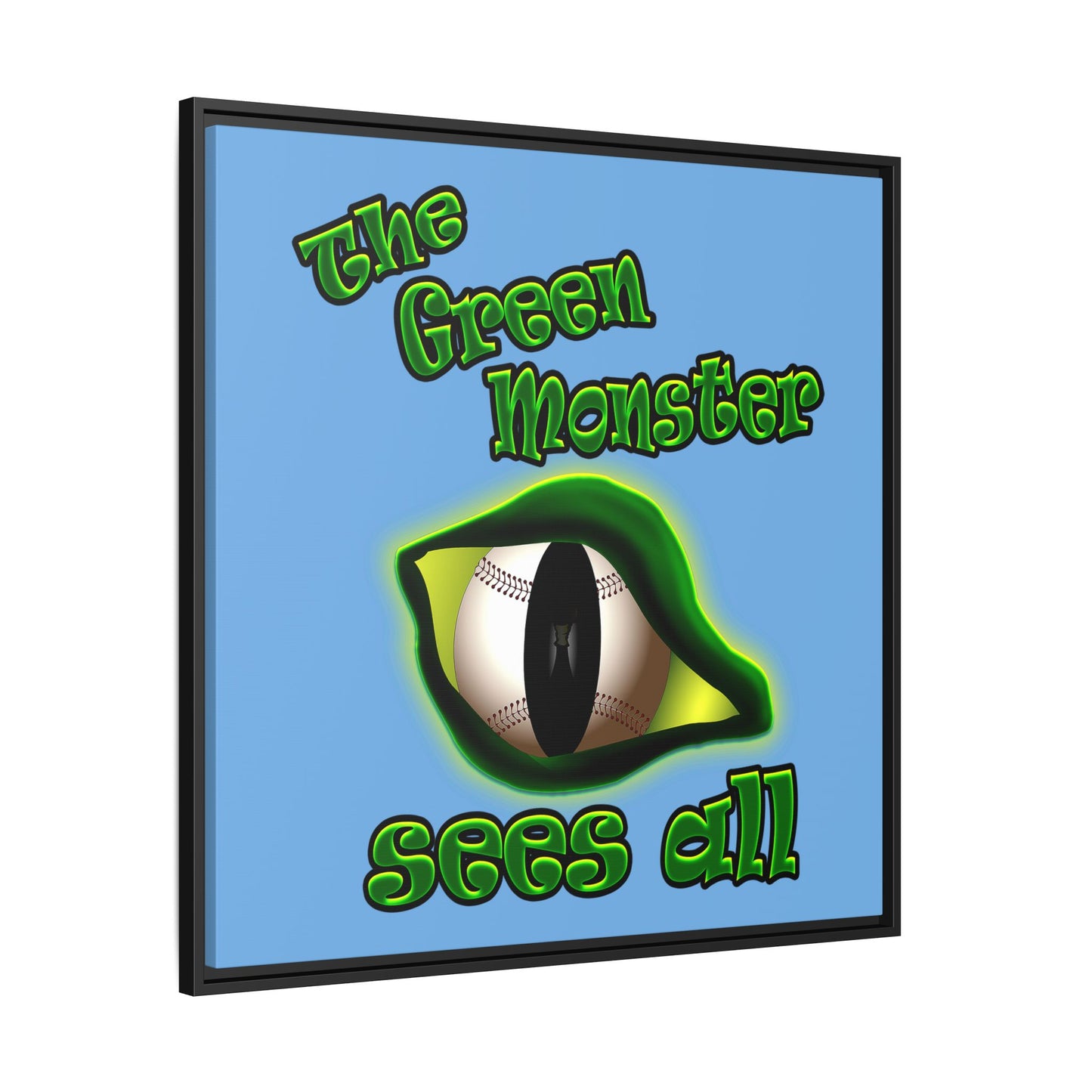 green monster - framed canvas art (light blue)