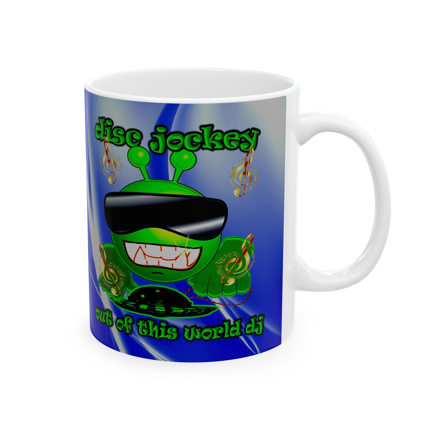 disc jockey - White Mug (blue-white wave)