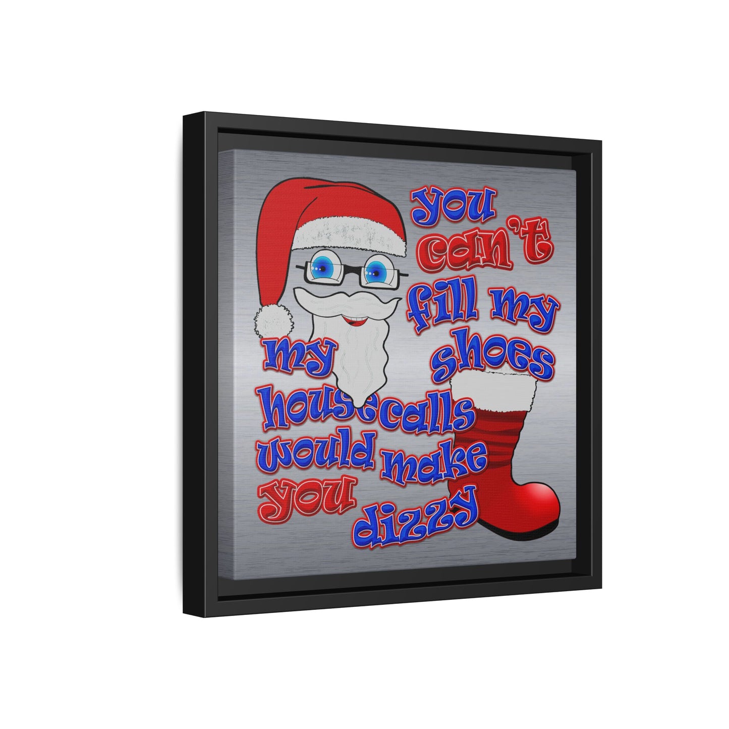 santa's shoes - framed canvas art (brushed nickel)