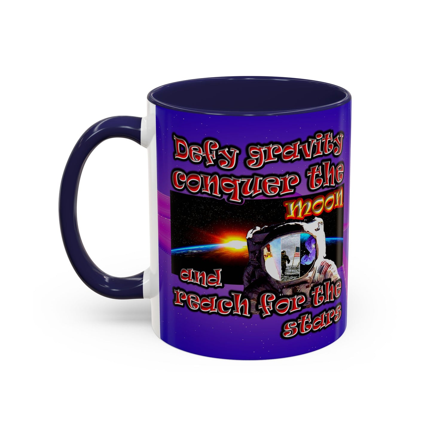 defy conquer reach - Accent Mug (purple-pink wave)