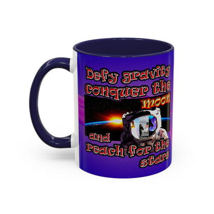 defy conquer reach - Accent Mug (purple-pink wave)