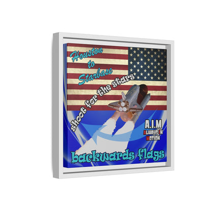 shoot for the stars - framed canvas art (blue-white wave)