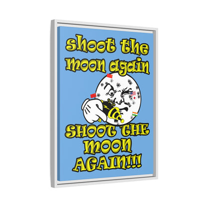 shoot the moon again - framed canvas art (light blue)