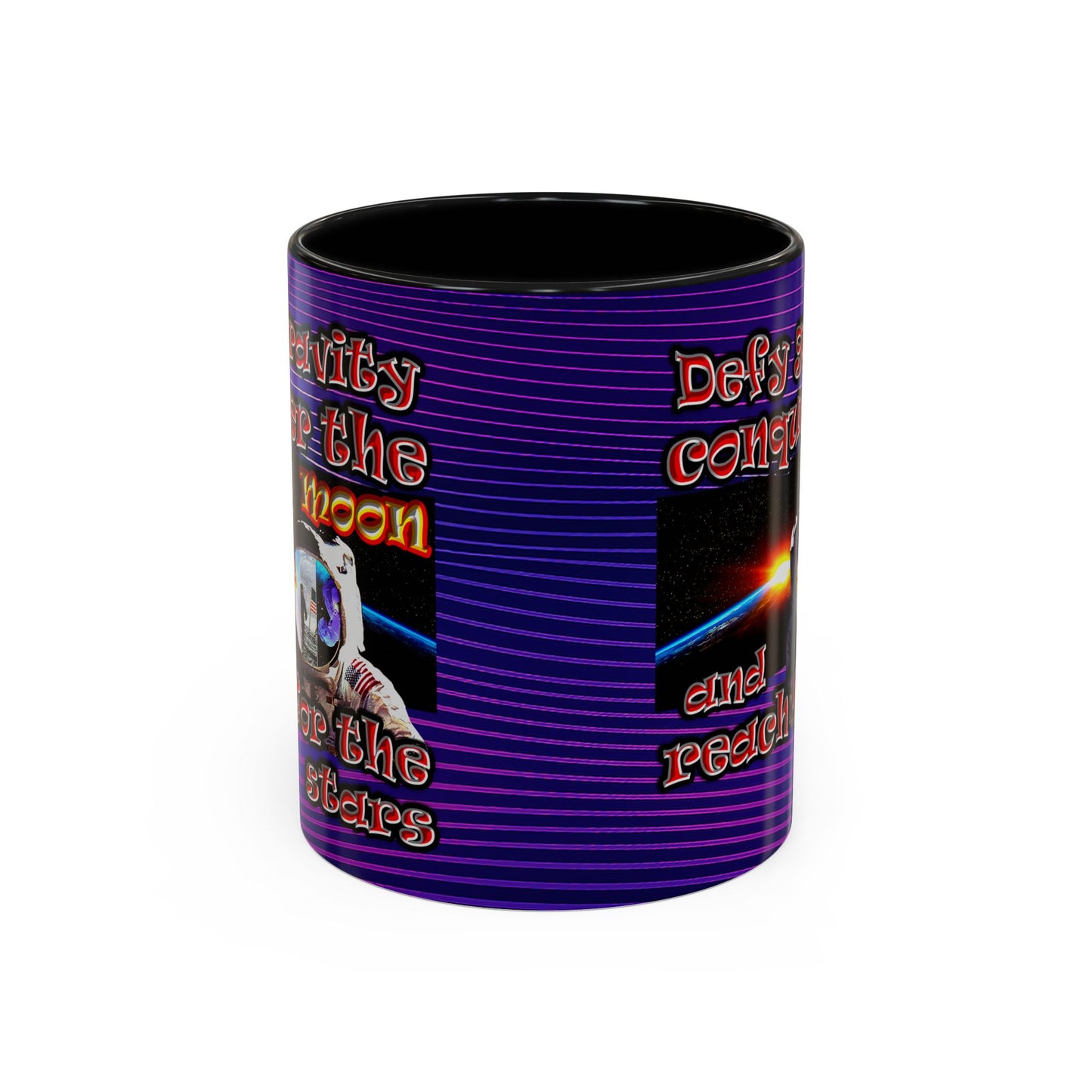 defy conquer reach - Accent Mug (purple wave)
