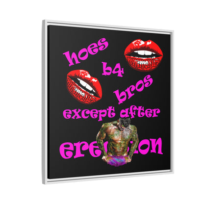 hoes b4 bros - framed canvas art (black)