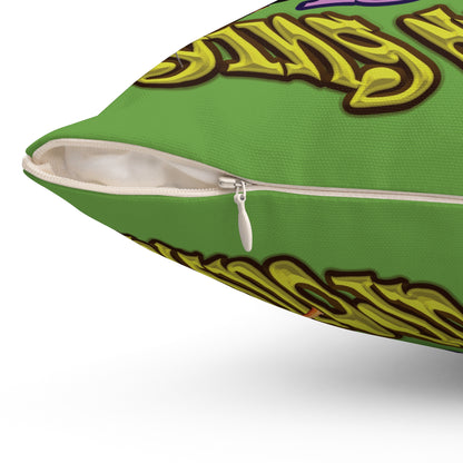 the bum's shit - Spun Polyester Square Pillow - (green)
