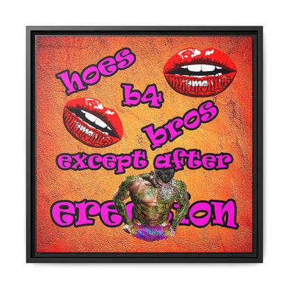 hoes b4 bros - framed canvas art (burnt orange)