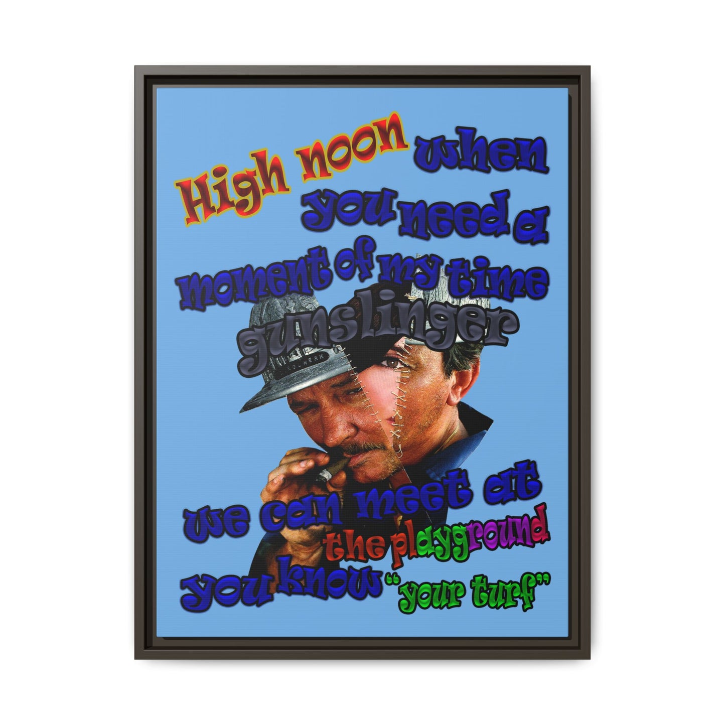 high noon - framed canvas art (light blue)