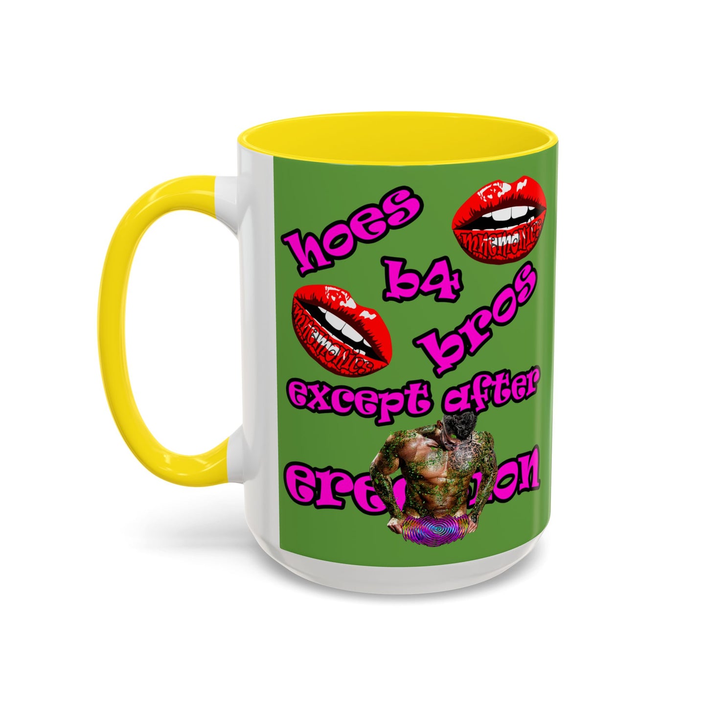 hoes b4 bros - Accent Mug (green)