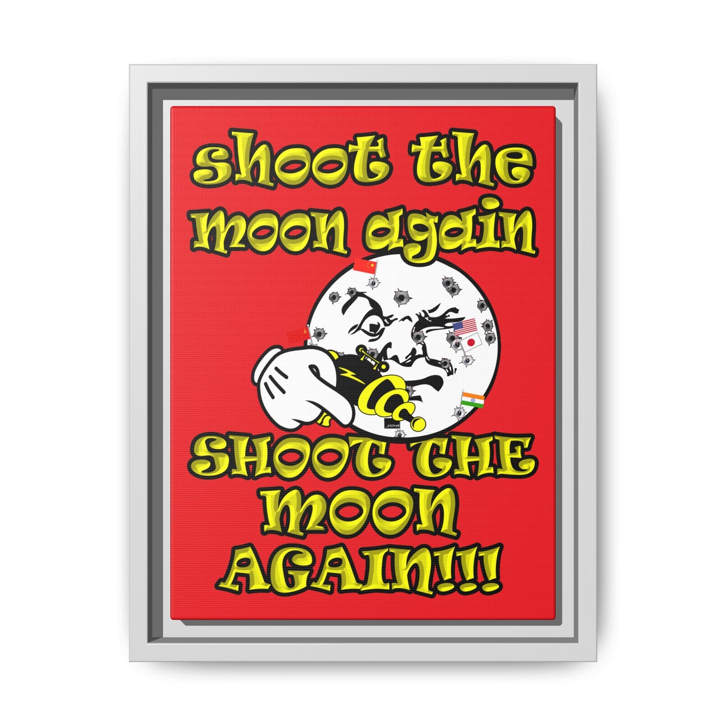 shoot the moon again - framed canvas art (red)