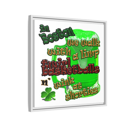 celtics logo - framed canvas art (white)