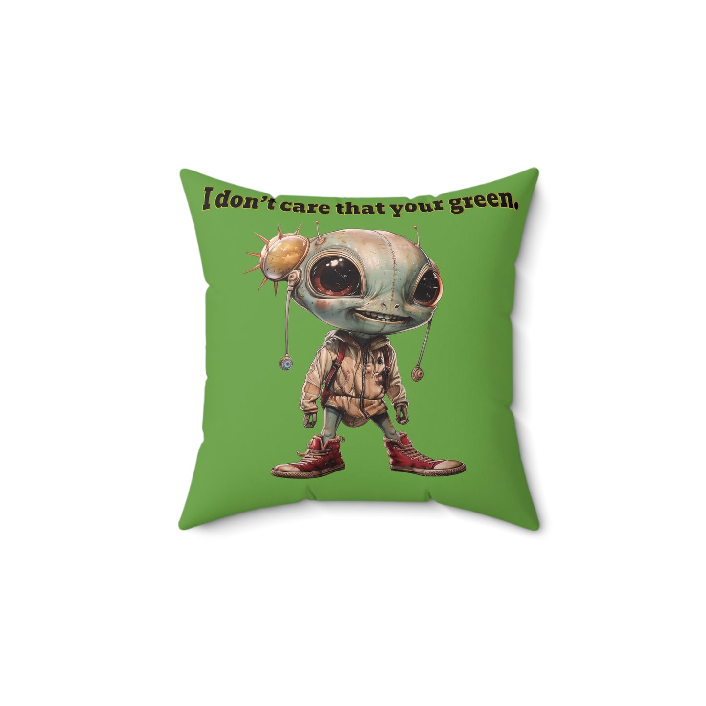 I don't care that your grey - Faux Suede Square Pillow - (green)