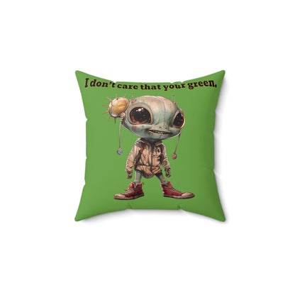 I don't care that your grey - Faux Suede Square Pillow - (green)