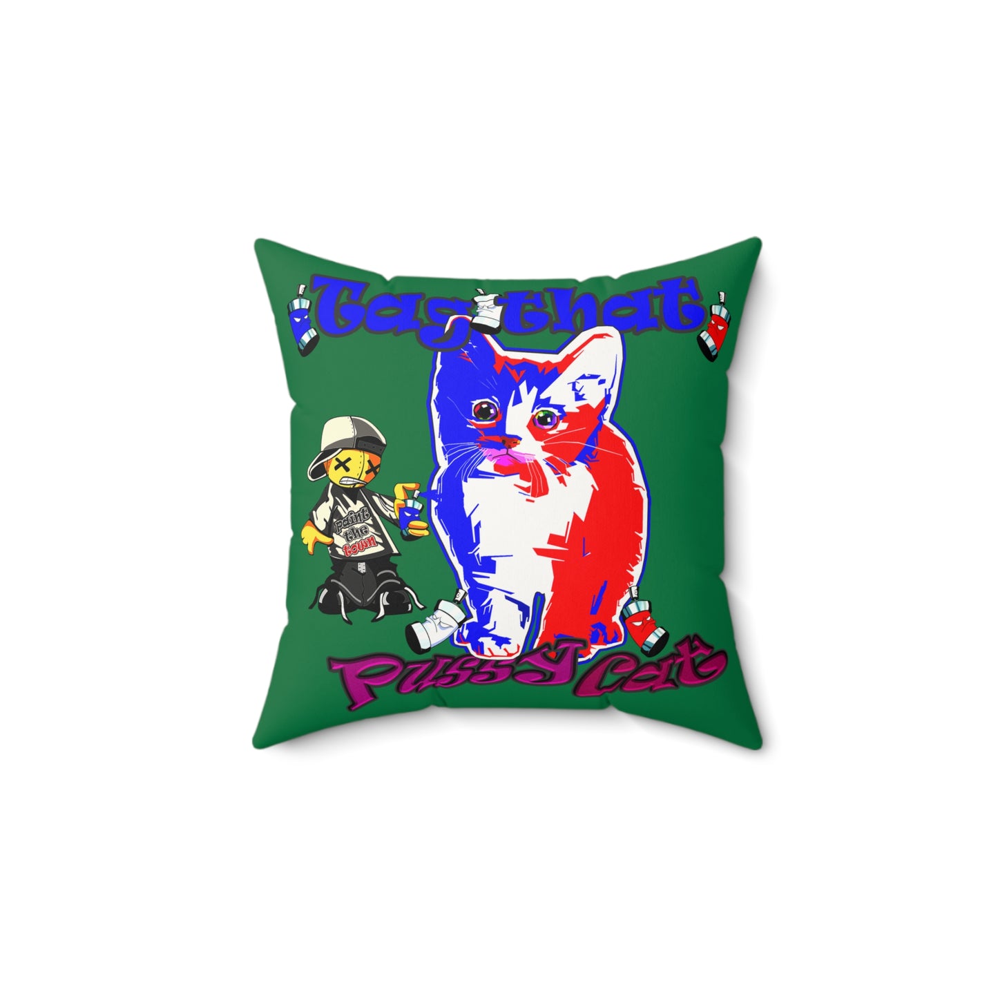 tag that - Faux Suede Square Pillow - (dark green)