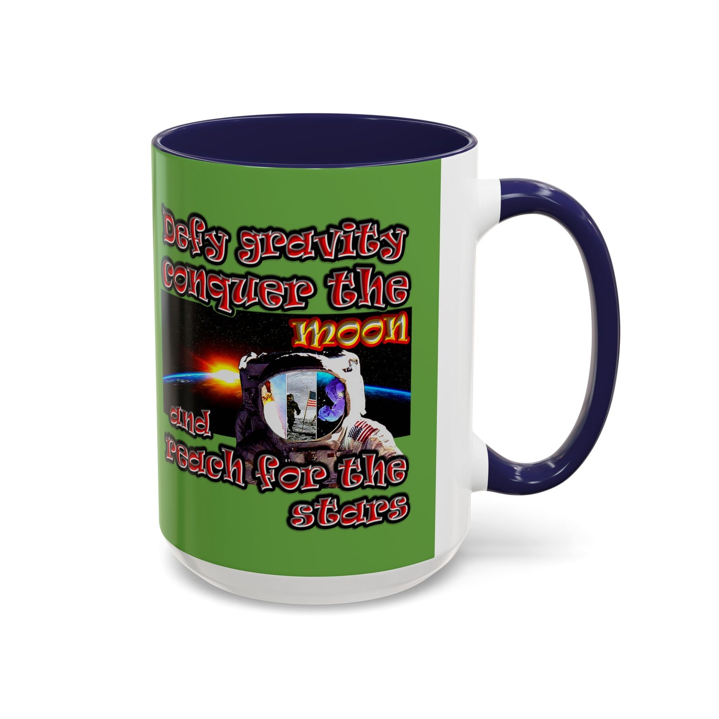 defy conquer reach - Accent Mug (green)