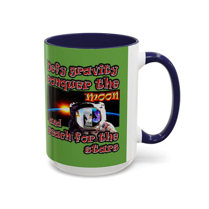 defy conquer reach - Accent Mug (green)
