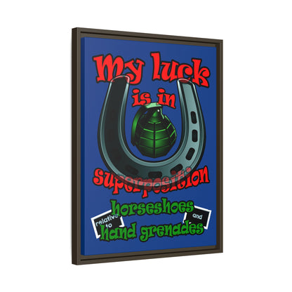 my luck - framed canvas art (dark blue)