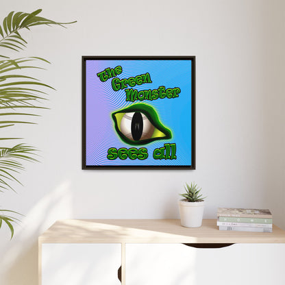 green monster - framed canvas art (light blue-purple wave)
