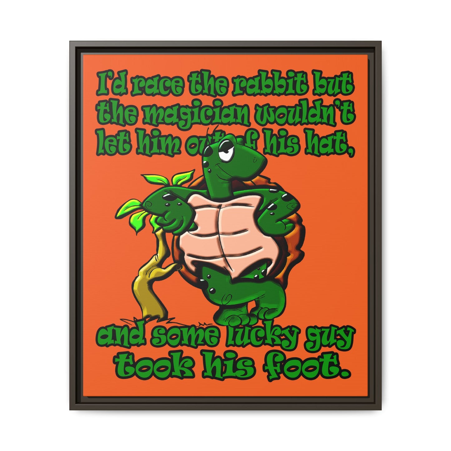 turtle race - framed canvas art (orange)